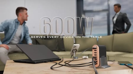 JEEBEL VoltOn GaN 600W – محطة شحن مكتبية بـ 8 منافذ PD وQC