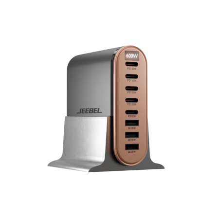 JEEBEL VoltOn GaN 600W – محطة شحن مكتبية بـ 8 منافذ PD وQC