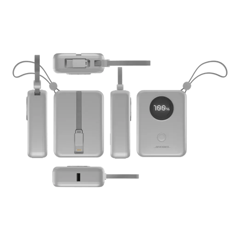 Jeebel باور بانك 10000mAh بشاشة رقمية – PD سريع 22.5W مع كابلات Lightning وType-C مدمجة – 4 ألوان