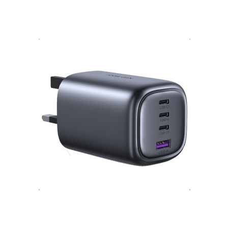 شاحن جداري يوجرين بثلاث منافذ USB-C وبمنفذ USB بتقنية GaN وبقوة 100 واط - رمادي