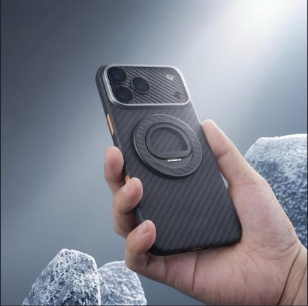 كفر كاربون فايبر الاصلي مع مسكه وحماية كاميرا لسلسلة 17 - من اكس وولف