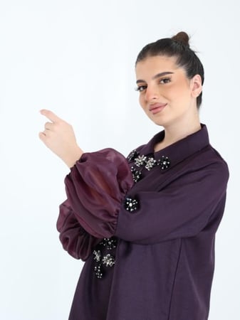 جلابية لينن ليلكي أنيقة للنساء مثالية لجميع المناسبات والاحتفالات