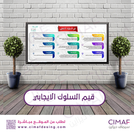 طباعة بنر - لوحة اعلانات داخل المدرسة لوحة فصل قيم السلوك الايجابى