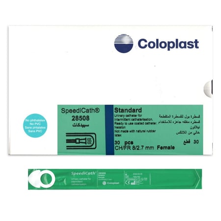 كولوبلاست قسطرة بول "انثى" للقسطرة المتقطعة coloplast speedicath مـ 8/2.7 ـلم 30 قطعة 28508