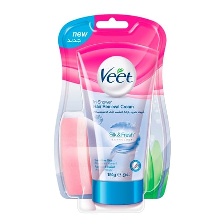 كريم فيت veet hair removal cream لإزالة الشعر أثناء الاستحمام للبشرة الحساسة بالصبار وفيتامين هـ