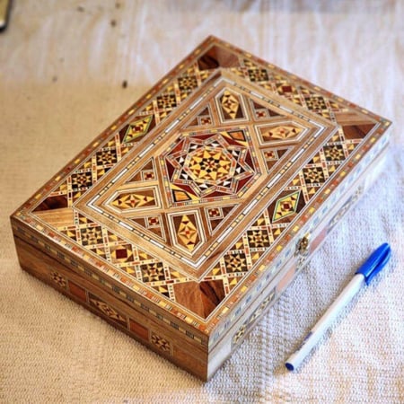 علب عود فخمه صندوق موزاييك سوري - قشوة الطيب
