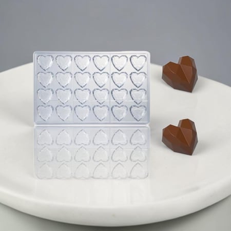 قالب شوكولاتة قلوب ماسية بجودة عالية ، المقاس 3.5*3.5 سم ، ارتفاع 1.5 سم