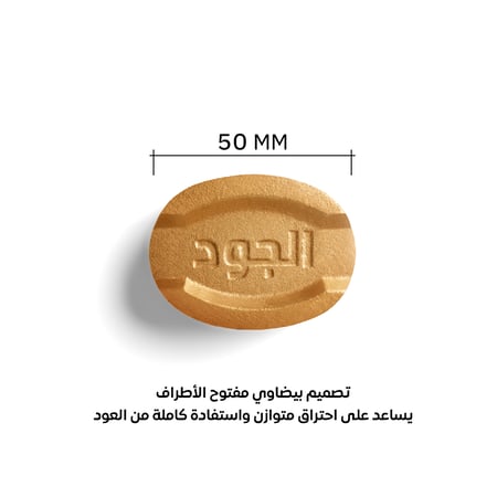 فحم الجود البيضاوي سريع الاشتعال ذهبي مخصص للعود بأطراف مفتوحة ذهبي 24 قرص حجم كبير جداً
