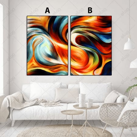 لوحة فن تجريدي خليط من الالوان الاحمر و الازرق