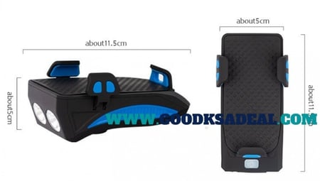 حامل الهاتف للدراجات 4 في 1 وبوق وأنوار أمامية وباور بانك