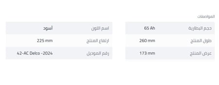 بطارية اسي ديلكو 65 امبير سعودي ضمان سنة AC DELCO NS70LMF 65D26L 12V 6