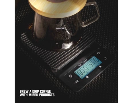 ميزان قهوة رقمي مع مؤقت لتحضير القهوة المختصة اسود