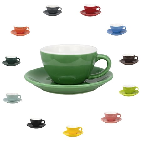 كوب قهوة مع صحن اخضر 150 مل