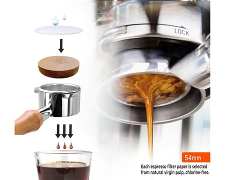 فلتر ورقي دائري للاسبريسو مقاس 54مم مناسب بريفيل و شبيهاتها 100 حبة