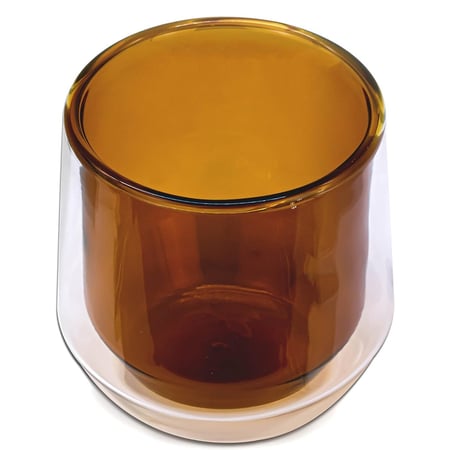 كوب زجاج بجدار مزدوج سعة 250 مل لون اصفر