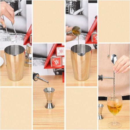 طقم شيكر بقاعدة خشبية فضي