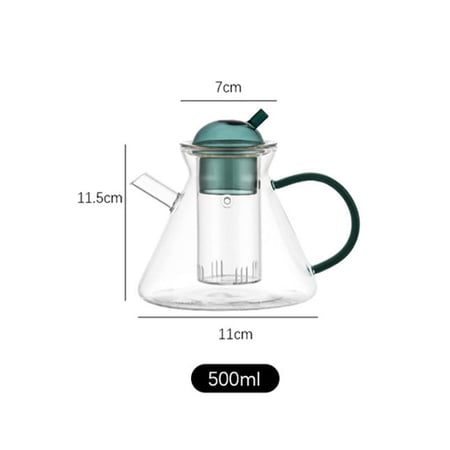 ابريق زجاجي للشاي و الاعشاب سعة 480مل اخضر