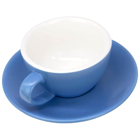كوب قهوة مع صحن ازرق مطفي 150 مل