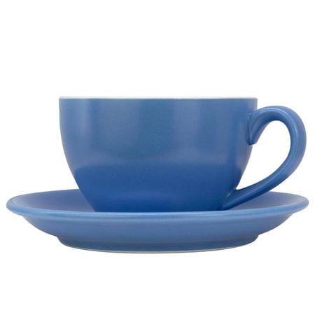 كوب قهوة مع صحن ازرق مطفي 150 مل