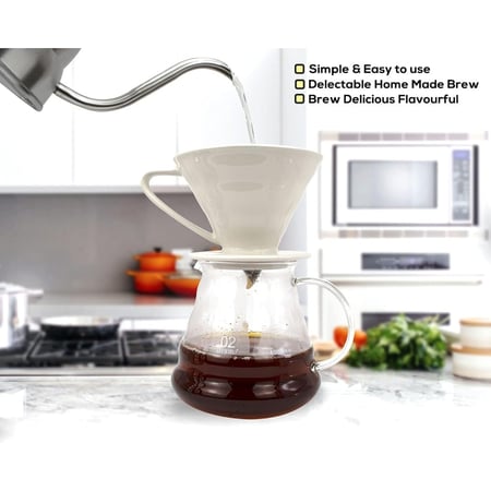 قمع تقطير v60 سيراميك ابيض 1-2 كوب