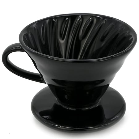 قمع في 60 تقطير وترشيح القهوة بالتنقيط من سيراميك مقاس v01 يكفي 1 الى 2 اكواب اسود