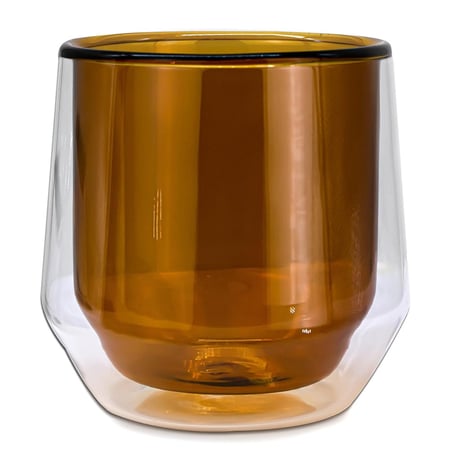 كوب زجاج بجدار مزدوج سعة 250 مل لون اصفر