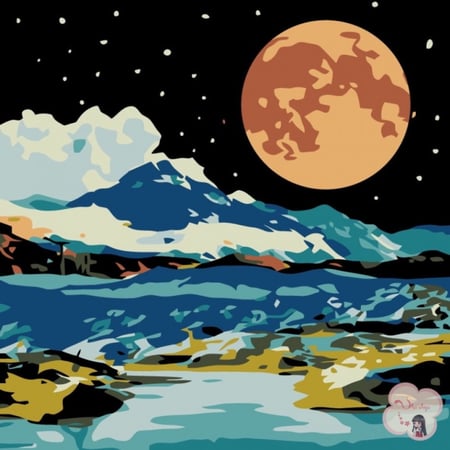 لوحة تلوين بالأرقام بتصميم ليلة القمر