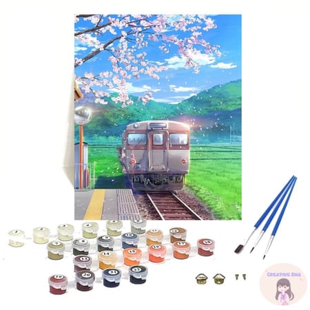 لوحة تلوين بالأرقام بتصميم قطار الريف