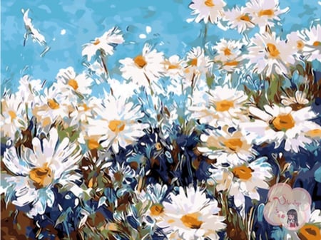 لوحة تلوين بالأرقام بتصميم الزهور