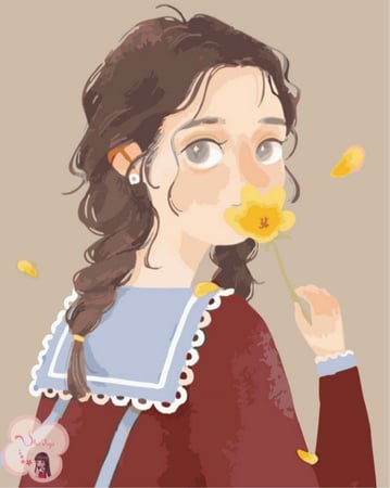 لوحة تلوين بالأرقام بتصميم فتاة الورد