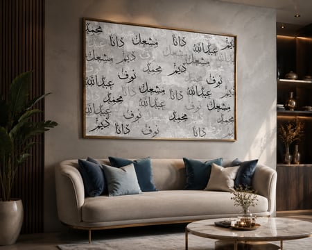 لوحة العائلة - لوحة اسماء العائله - رمادي - مطبوعة حسب الطلب