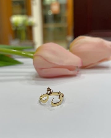 خاتم رفيق الروح - حرفين مع زركون