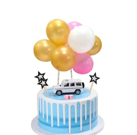 10 بالونات للكيكة مع حامل بأشكال والوان متنوعة