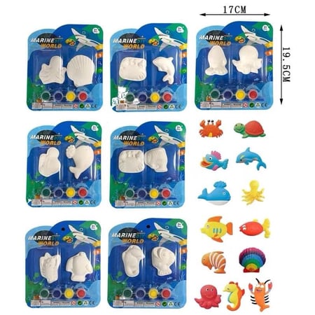 لعبة التلوين باضافة ماء للون على الجبس (حيوانات المحيط)
