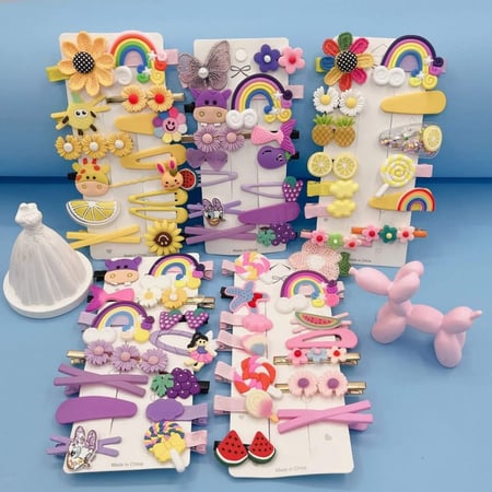 14 مشبك شعر متنوعة بالوان مختلفة للاطفال الصغار