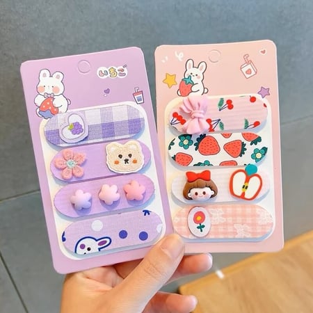 ٤ قطع  بكلات شعر لطيفة لاصقة