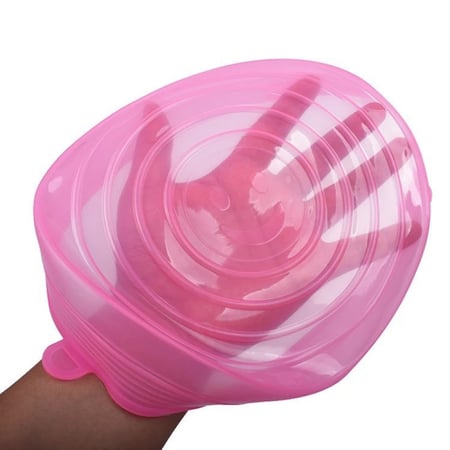 ‏‎غطاء لون أزرق لحاويات الطعام من السيلكون 6 قطع  LFGB عالي الجودة دائري