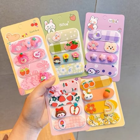 ٤ قطع  بكلات شعر لطيفة لاصقة