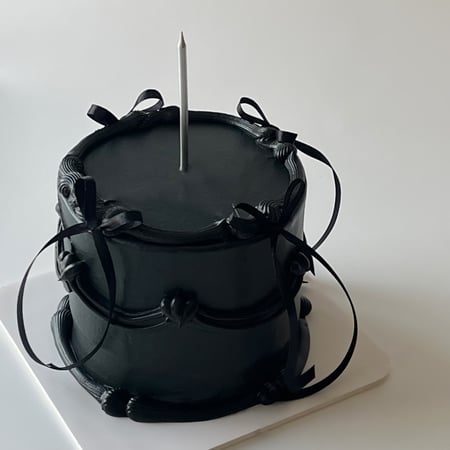 6inch Tall Black Cake w/ribbons