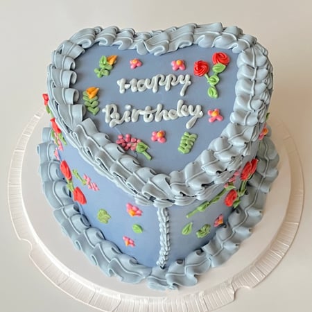 8inch Heart Flowers Cake