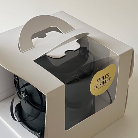 6inch Tall Black Cake w/ribbons