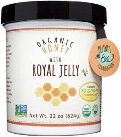 عسل العضوي مع غذاء ملكات النحل الطازج - 100٪ عضوي