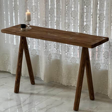 ركن طاولة كفي ريفي خشب معتق طبيعي