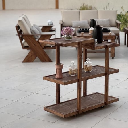 عربة ضيافه من الخشب الطبيعي وقشرة السنديان