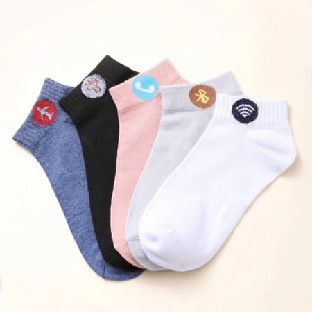 طقم جوارب 5 قطع علامات انترنت الوان متعدده