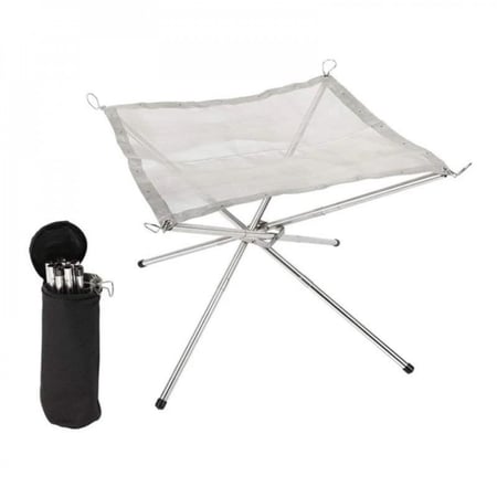 وجار متنقل للبر لاشعال الحطب شبكي فولاذي قابل للطي