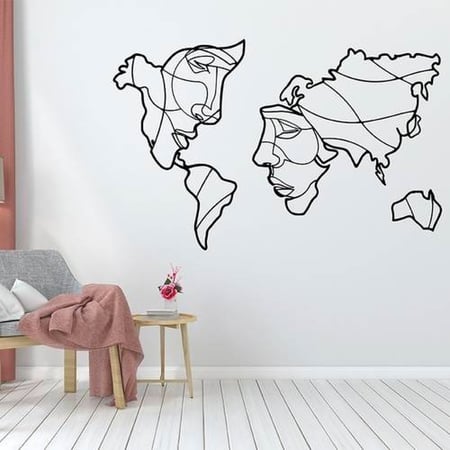 جدارية العالم بشكل وجه انسان لون اسود