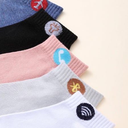 طقم جوارب 5 قطع علامات انترنت الوان متعدده