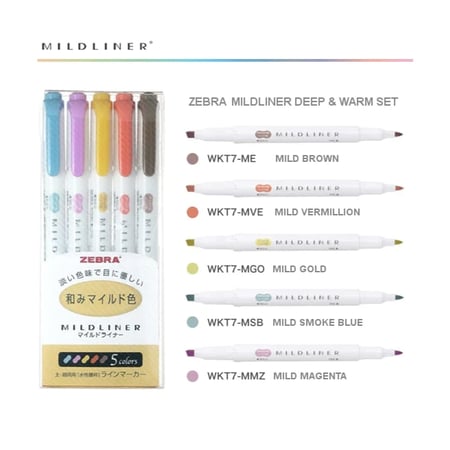 أقلام تظليل mildliner - مجموعة من 5