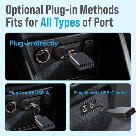 محول كاربلاي لاسلكي - اسرع 5 جيجاهرتز، التوصيل والتشغيل، كابلات USB-C وUSB-A - تعزيز تجربة كاربلاي مع سهولة التركيب، اسود، من ميكنج تيك